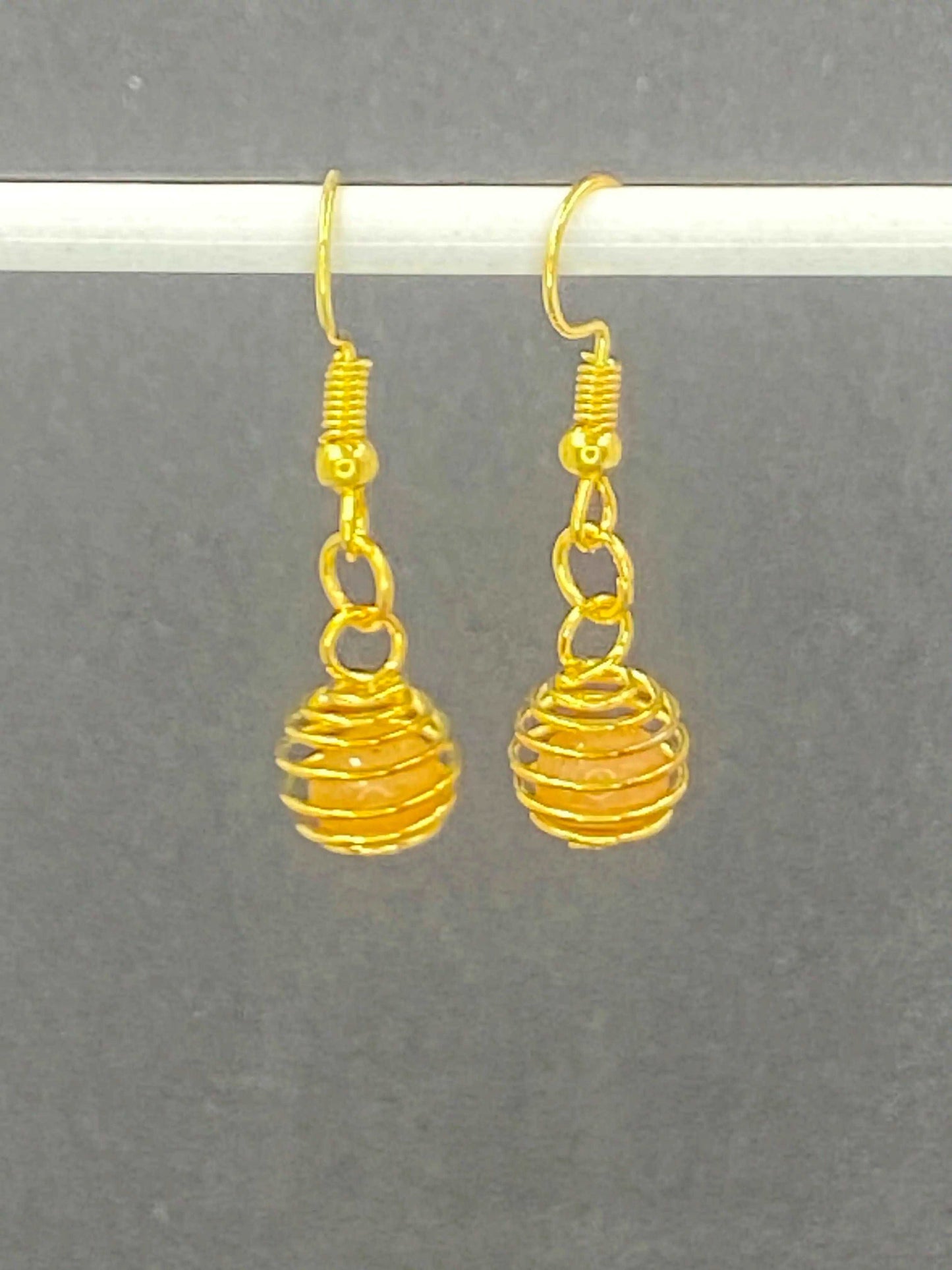 Boucles d'oreilles aventurine orange - BO-50 - Creations Natural Stone