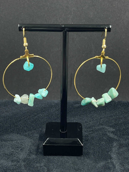 Boucles d'oreilles pierre Amazonite - BO-52 - Creations Natural Stone