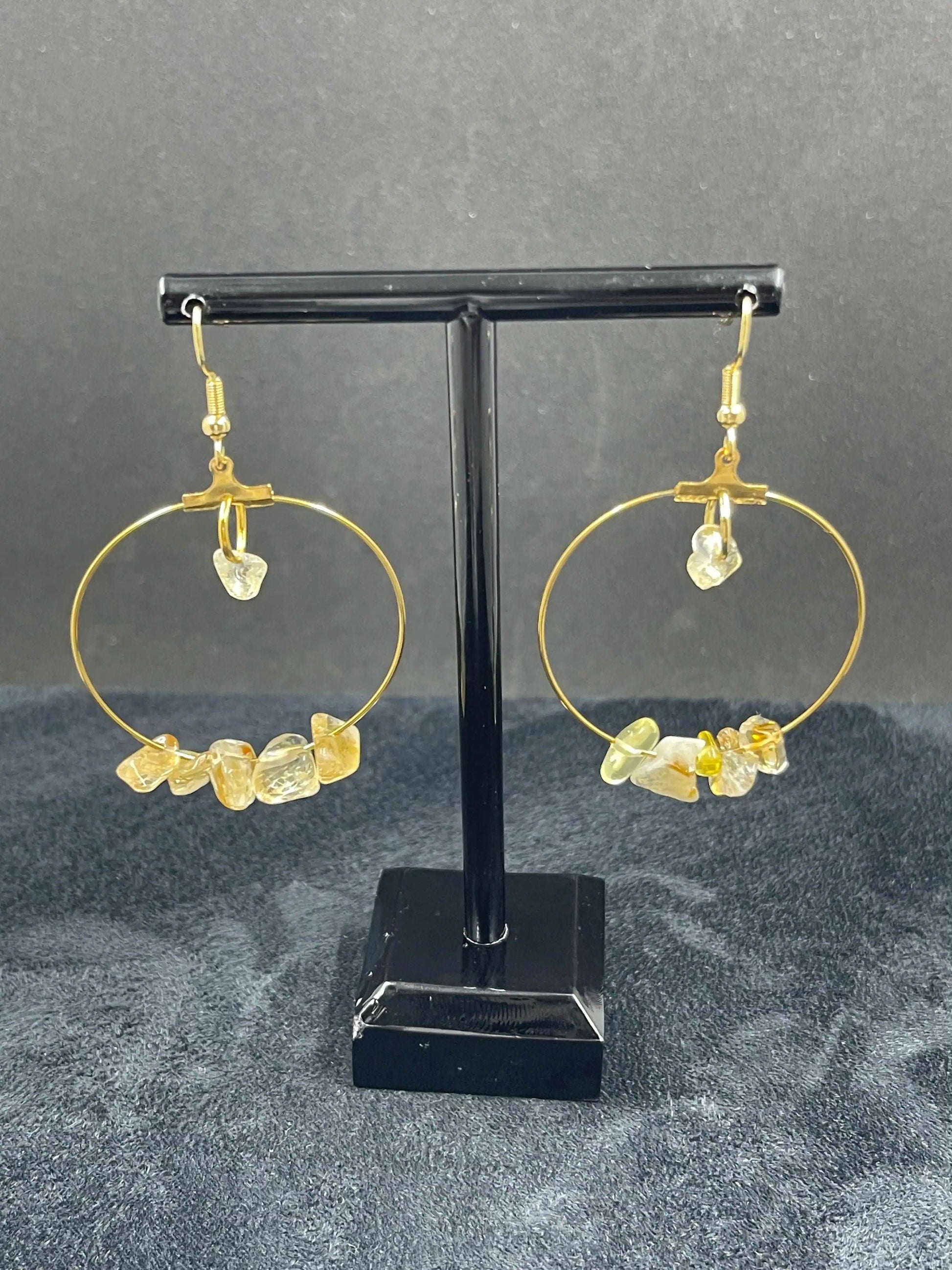 Boucles d'oreilles pierre Citrine - BO-55 - Creations Natural Stone