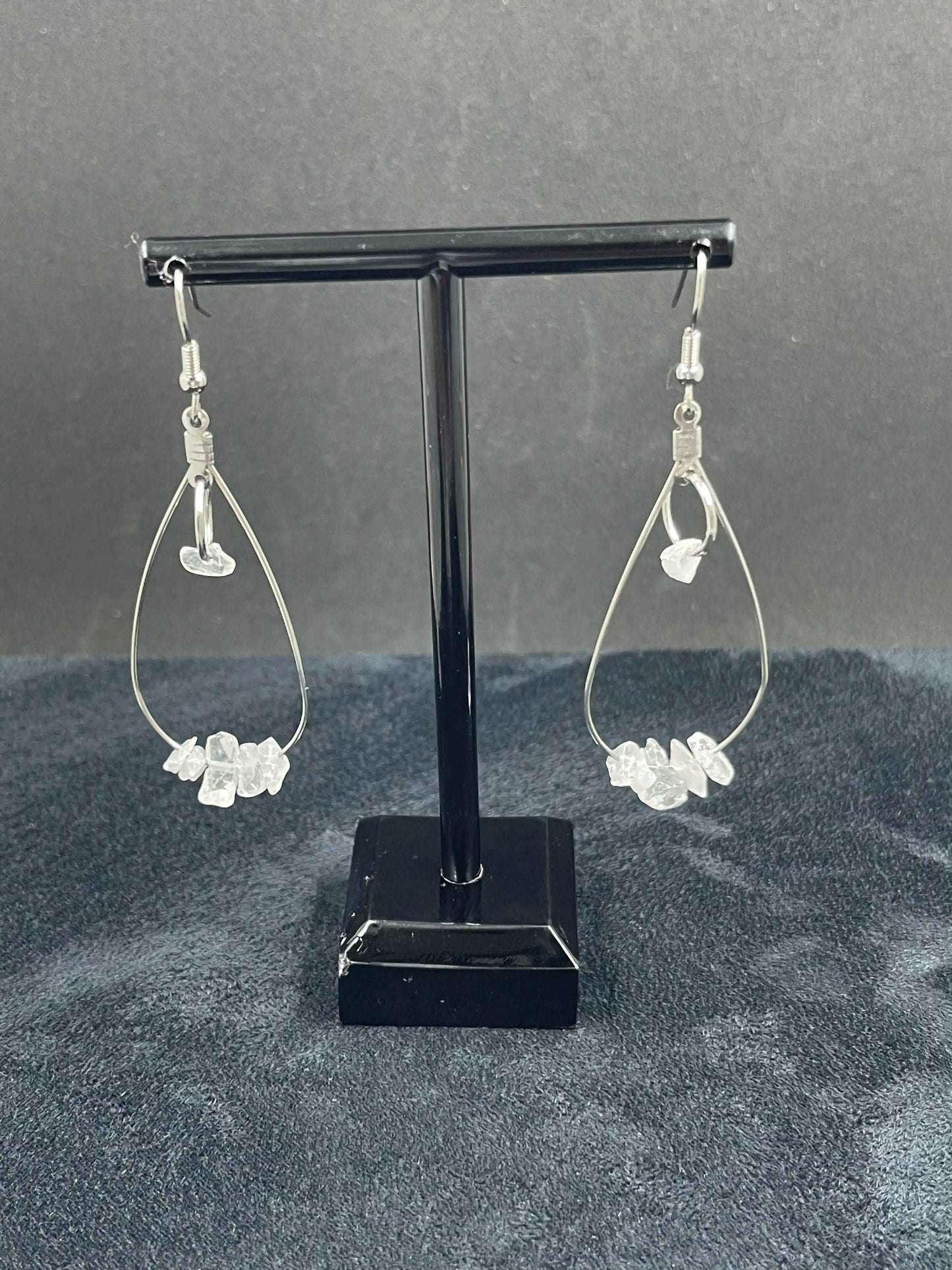 Boucles d'oreilles pierre Cristal de roche - BO-58 - Creations Natural Stone