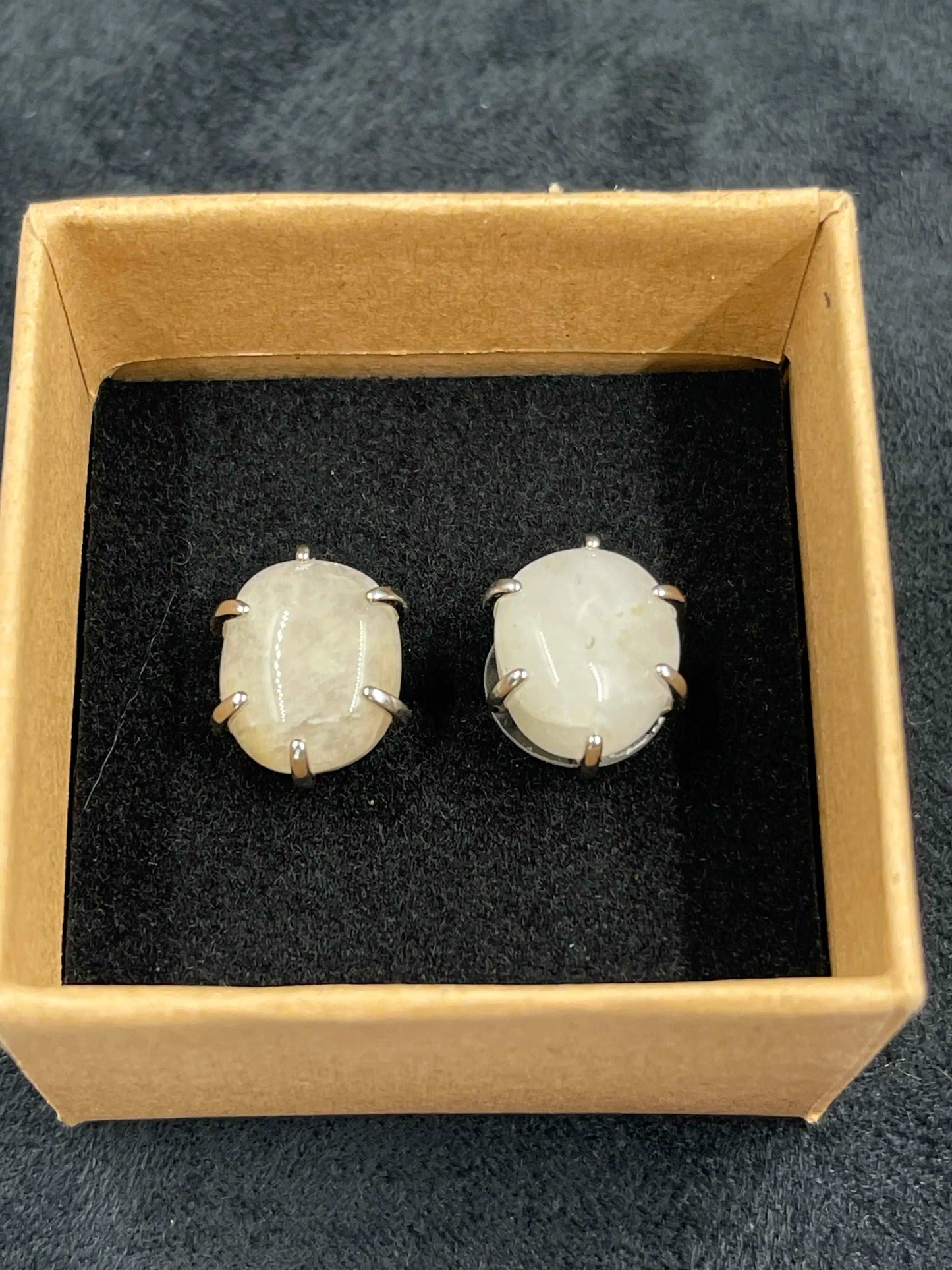 Boucles d'oreilles pierre Quartz Laiteux - BO-68 - Creations Natural Stone