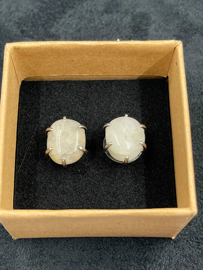 Boucles d'oreilles pierre Quartz Laiteux - BO-68 - Creations Natural Stone