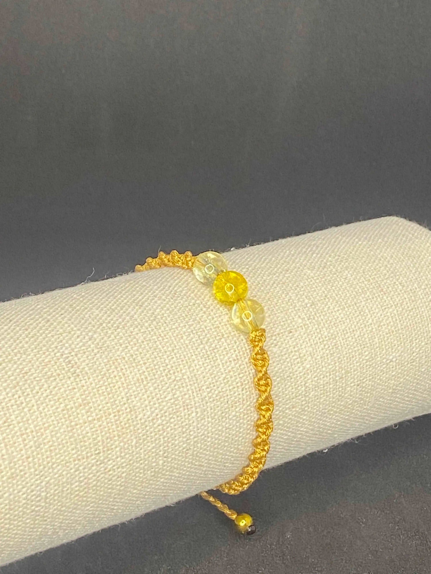 Bracelet beige foncé pierre citrine - BR-46 - Creations Natural Stone