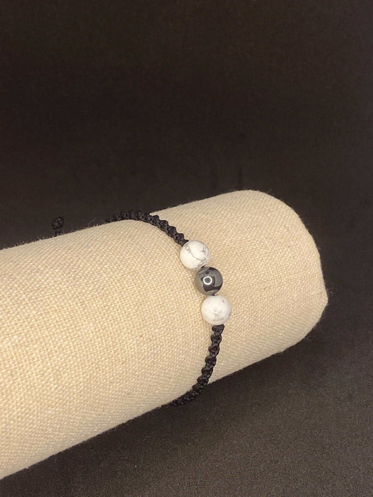 Bracelet noir pierre Hématite Howlite - BR-68 - Creations Natural Stone